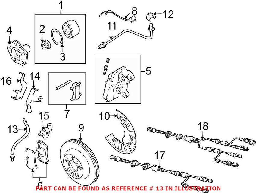 Audi VW Brake Hose - Front 7P6611701